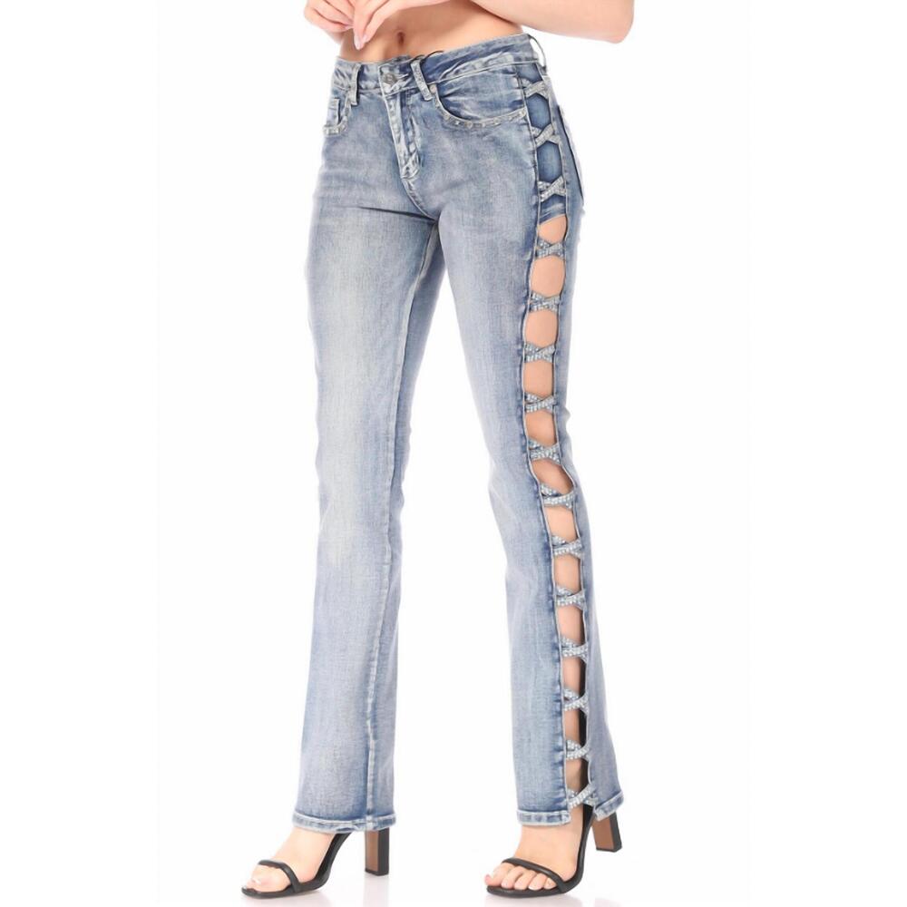 NEW BUS STOP sexy criss cross jeans in light wash